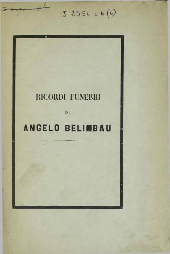 Ricordi funebri di Angelo Belimbau